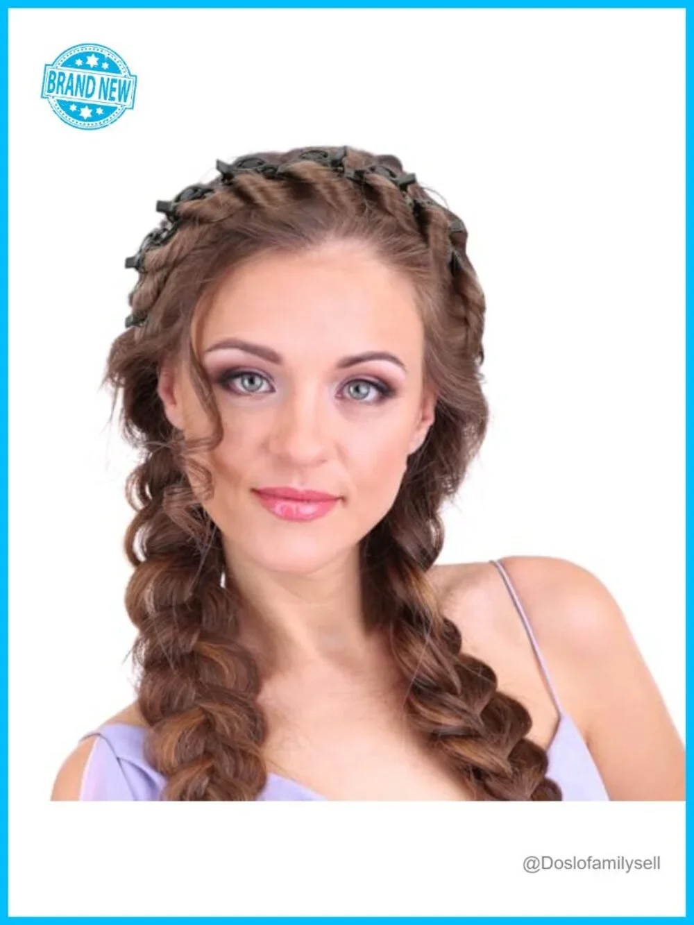 Professional Bangs Hairstyle Hair Clip Headband with 8 Clips Weave Tool